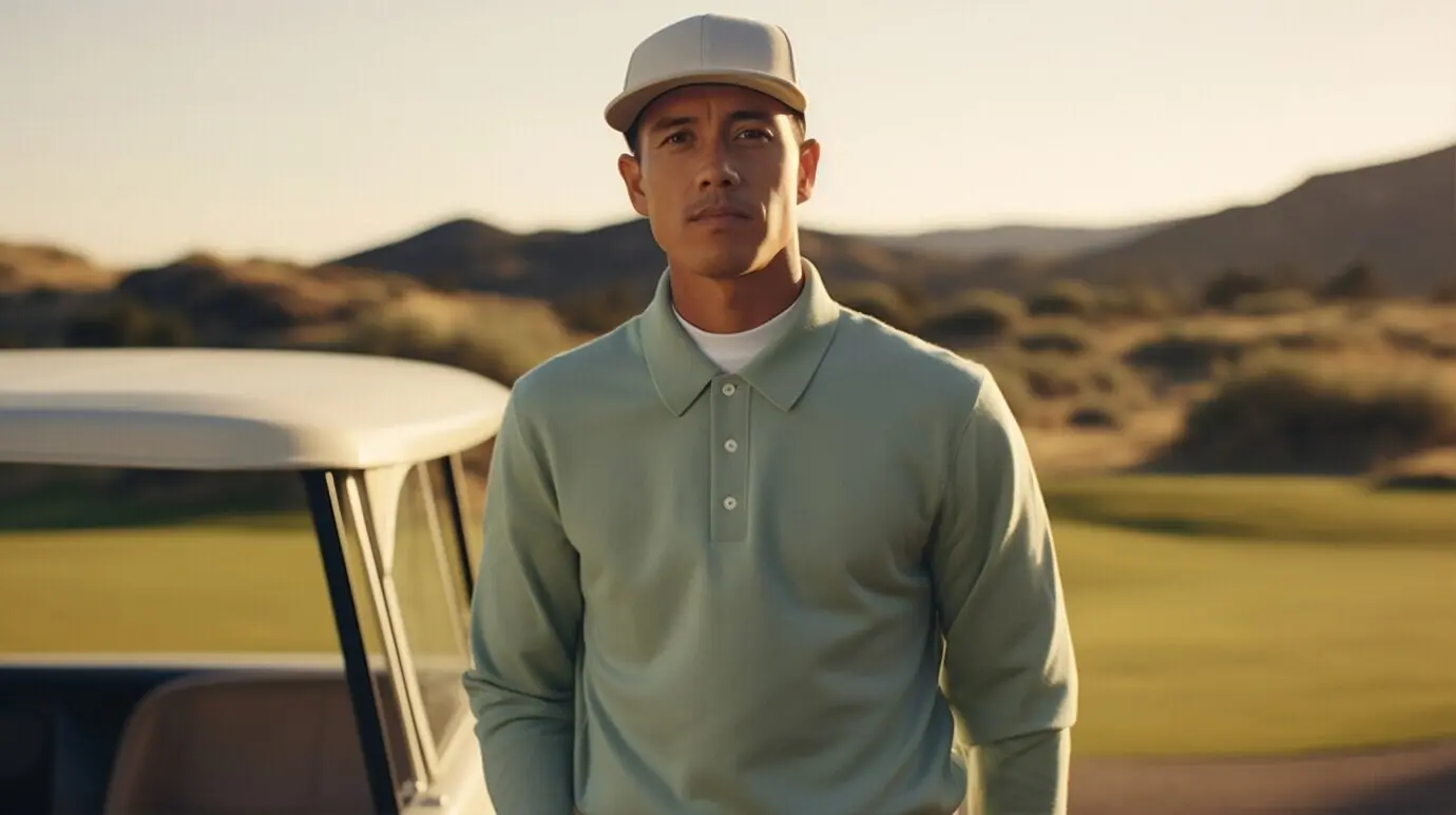 Front view of a man playing golf